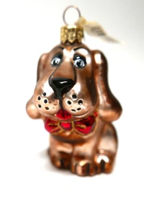 Adorable adorno de Navidad de vidrio polaco orejas flojas perro - 3" hecho en Polonia - Imagen 1 de 2