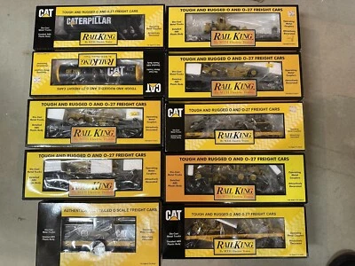 MTH Rail King 30-series Caterpillar O Gauge Flat Tank  Loader Caboose 10 Cars - Image 1 of 4