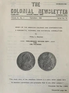 MONEY OF THE AMERICAN COLONIES AND CONFEDERATION Mossman Colonial Newsletter Rev - Picture 1 of 12