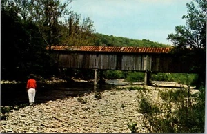 Postcard Brown Co. Georgetown Ohio Columbus-Young Covered Bridge Ohio River UNP - Imagen 1 de 2
