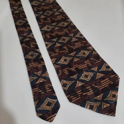 Robert Talbott Mens Tie Silk Suit Necktie 59x4 Wide Brown Beige Hand Made USA - Image 1 of 4