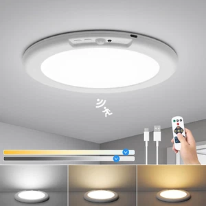 Battery Operated Ceiling Light No Wiring, Rechargeable Motion Sensor Closet Ligh - Picture 1 of 12