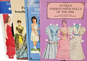 4 Vtg Paper Doll Books 1890's Fashion Edwardian Victorian Harpers Bazar G W Bush - Picture 1 of 9