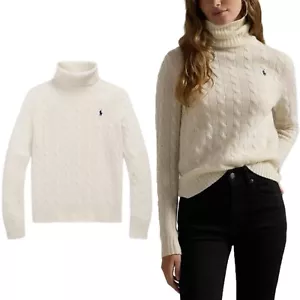 Ralph Lauren Cable Knit Turtleneck Sweater Wool Cashmere Womens XS S - Picture 1 of 11