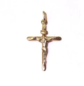 Colgante Cruz Diamante Crusifijo Oro Amarillo 14k 0.9g - Imagen 1 de 4