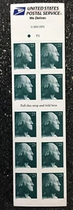 2002USA 23c #3618c George Washington Green - Booklet of 10  Mint (#P3) president - Picture 1 of 2