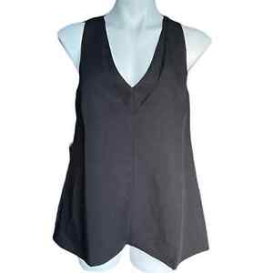 Hatch black linen blend sleeveless V neck blouse size 1 Small