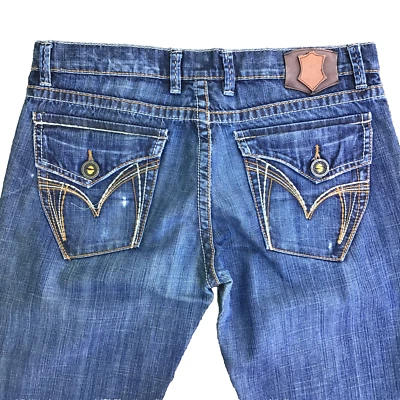 Pantalones de mezclilla vintage Monarchy Atalier para hombre talla 34 azul solapas 34 x 33 Foto 1 de 4