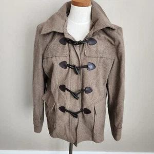 New York & Co XL womens coat brown toggle zipper hooded FINAL SALE - Picture 1 of 4