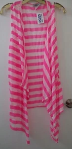 Plus Size 3X Pink & White Striped Open Front Spring Summer Vest Size 3X - Picture 1 of 3
