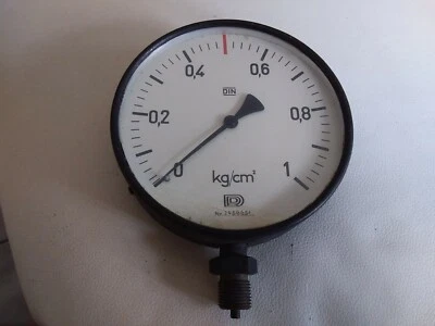 Altes seltenes Betriebs Druckmanometer 0 - 1 kg/cm² Ø 160mm -Anschluss 1/2" - Bild 1 von 4