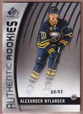 2017-18 SP Game Used #182 Alexander Nylander TRUE RC /92 - Buffalo Sabres