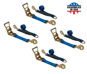 USA 4 Pack 2" x 8' Ratchet Tie Down Axle Strap for Race Car Trailer Car Hauler - Picture 1 of 7