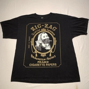Zig Zag Logo Graphic Print Shirt Mens 2XL Black Rolling Papers Tee Smoking Spot - Picture 1 of 7