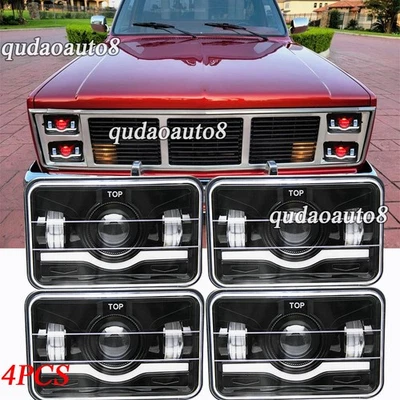 4 PIEZAS 4x6" LED Hi Lo Rojo Ojos Demonio Faros aptos para GMC C1500 C2500 Sierra Classic Foto 1 de 4
