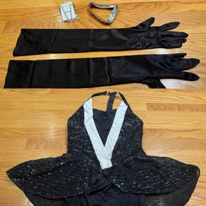 Niñas Weissman Negro Bling Tachonado Disfraz de Baile Talla XLC Guantes Accesorios - Imagen 1 de 7