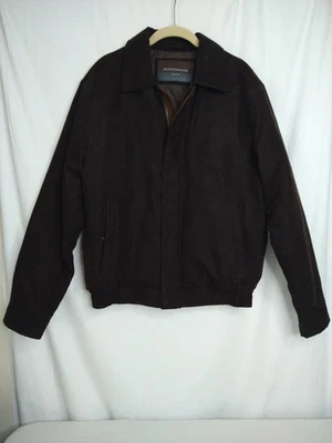 Weatherproof Men MED DRK Brown Soft Vegan Microsuede Zip Up Bomber Jacket Lined - Image 1 of 4