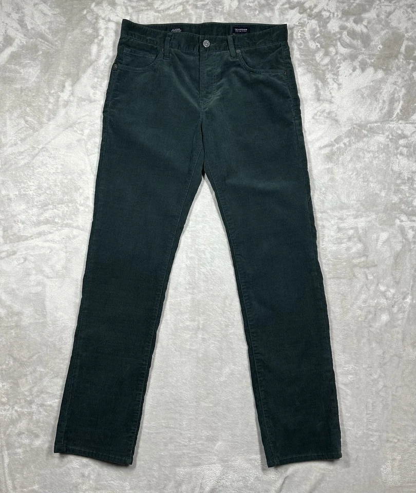 Pantalones de pana rectos ajustados 7 Diamonds Clifton para hombre 30x30 (se adapta a 31x29,5) verdes Foto 1 de 4