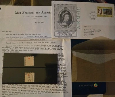 United States Stamps Missing Color Scott #1610 $1 Rush Lamp Brown Color Omit - Image 1 of 4