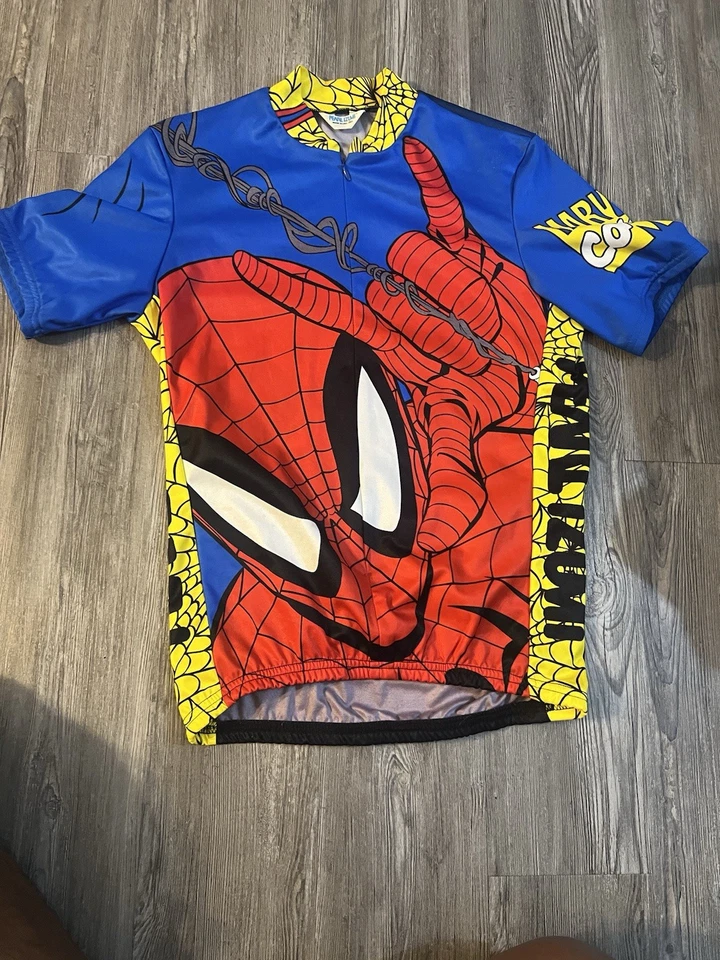 Camiseta masculina de ciclismo Pearl Izumi Marvel Superheroes Spider Man 3/4 zíper tamanho pequeno - Imagem 1 de 4