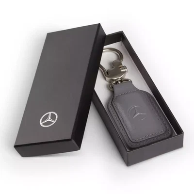New Genuine Mercedes-Benz Key Fob Chain Ring Leather Grey OE 152067900 - Image 1 of 4