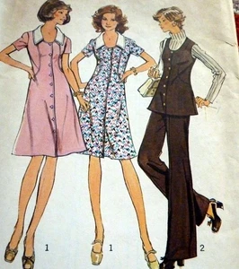 *LOVELY VTG 1970s DRESS TOP & PANTS Sewing Pattern BUST 37 - Picture 1 of 2