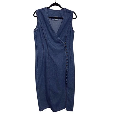 Vestido vaquero vintage Big Time grande largo midi azul grunge Y2K Cottagecore Foto 1 de 4