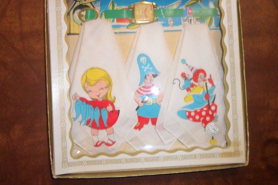 1950, KIDDIE HANKIES CON RELOJ todo en estado nr mt Foto 1 de 1