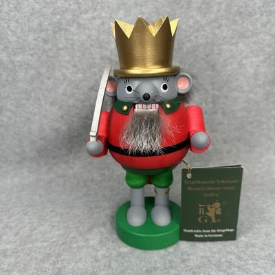 Erzgebirge - Richard Glässer Nutcracker 7.5” Rat King with Sword Wood Christmas - Image 1 of 4