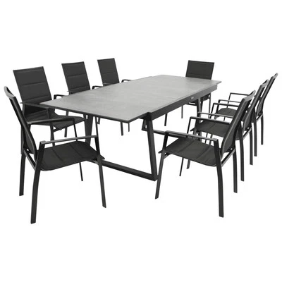 Gartengarnitur Alu Sitzgruppe Gartenmöbel Garnitur REIMS Alu Keramtikoptik 9-tlg - Bild 1 von 4