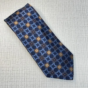 JOS A BANK Signature Collection Italy Blue Heavy Silk Geometric Self Tipped Tie - Picture 1 of 4