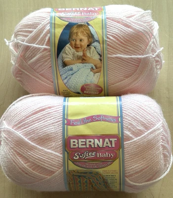 Bernat Softee Baby Yarn LOT of 2 Pink Acrylic Sport 5 oz - Image 1 of 4