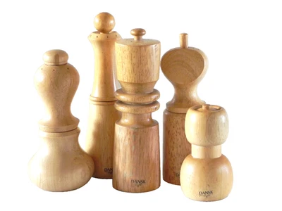 DANSK Pepper Mill Peppermill JHQ IHQ Quistgaard Set of 5 Beechwood Danish Vtg - Image 1 of 4
