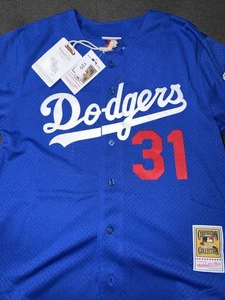 Mitchell & Ness Authentic Mike Piazza LA Dodgers 1997 Button Front Jersey - Blue - Picture 1 of 8