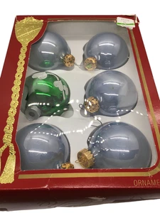 Vintage Victoria Collection Light Blue Jewel Tone Glass Christmas Ornament USA - Picture 1 of 10