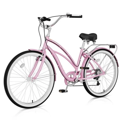 DoCred 24/26 Inch Beach Cruiser Bike,7 Speed Adult City Bicycle for Men & Women - Image 1 of 4