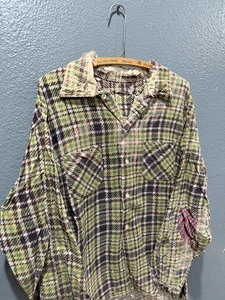 Vintage 40’s Men’s Button Up Flannel Cotton Print Houndstooth Flannel Large - Bild 1 von 8