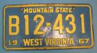1967 West Virginia truck License Plate