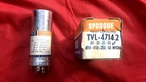 NOS Sprague 80/30 uF 450V 20 uF 250V 50uF 50V Electrolytic Capacitor paper label - Picture 1 of 4