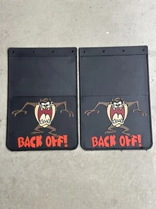 NEW Tazmanian Devil BACK OFF! 18”x12” Mud Flaps / Splash Guards 1993 Warner Bros - Picture 1 of 5