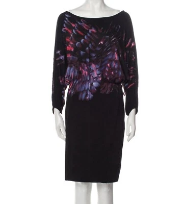 Vestido Vivienne Tam Negro Hasta la Rodilla Estampado Abstracto Cachicho Talla M Nuevo con Etiquetas Foto 1 de 4