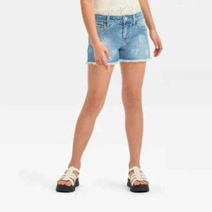 Art Class - Girl's Mid Rise Cut Off Jean Shorts Blue Wash Size Large (10/12) - Picture 1 of 2