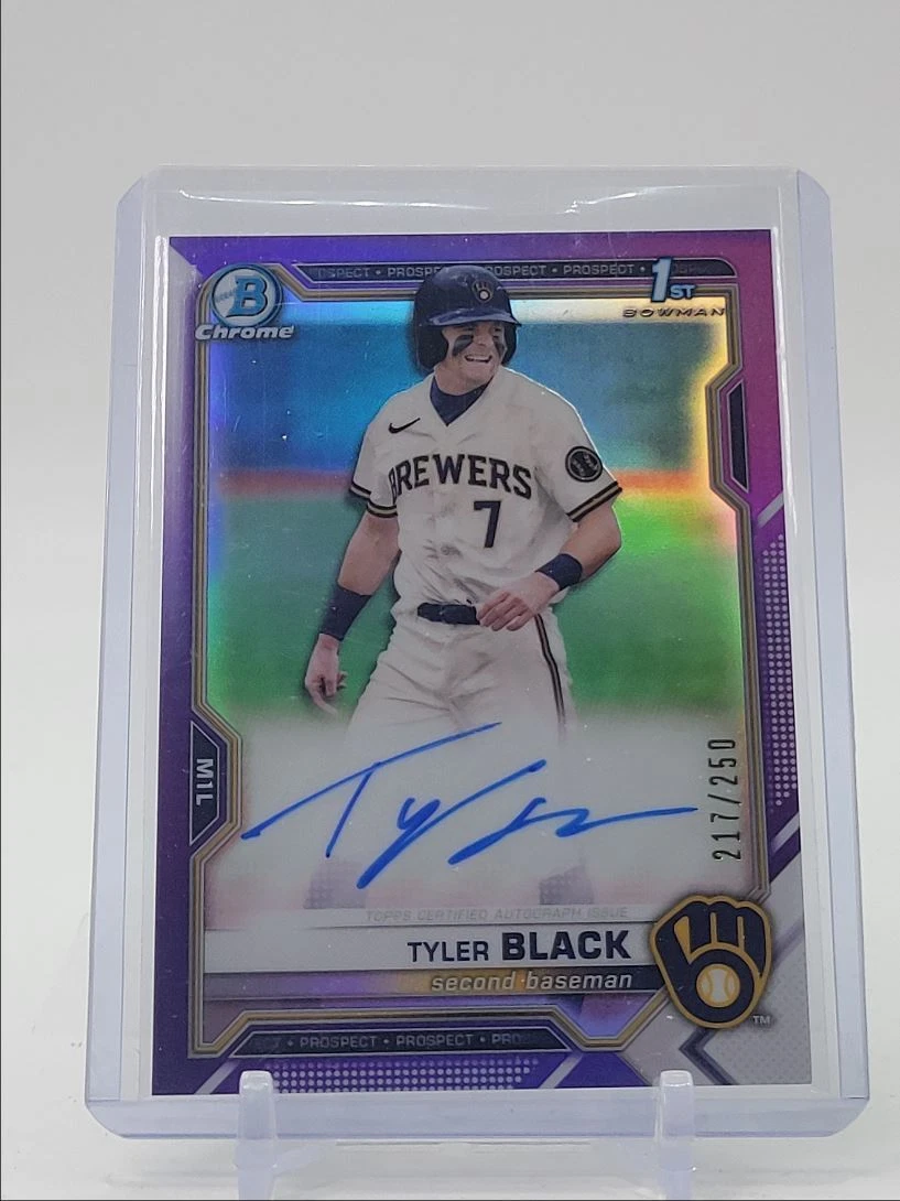 TYLER BLACK 2021 BOWMAN CHROME DRAFT 1ST AUTOGRAPH PURPLE AUTO /250 Q0913