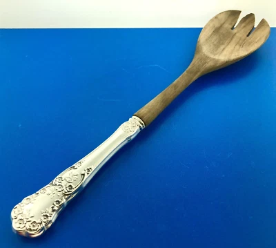 Gorham лютик 925 пробы ручка салат сервировка деревянный аист 11"  - Изображение 1 из 4