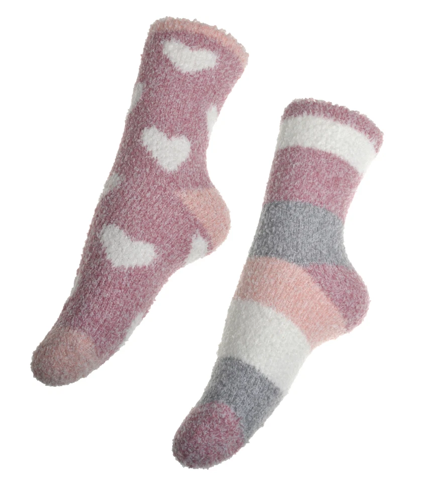 WB SOCKS Ladies Fluffy Cosy Socks - 2 pair pack