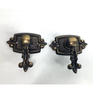 Ornate Brass Bronze Door Knob Pull Hardware Handle Metal Fleur de Lis Vintage - Picture 1 of 7