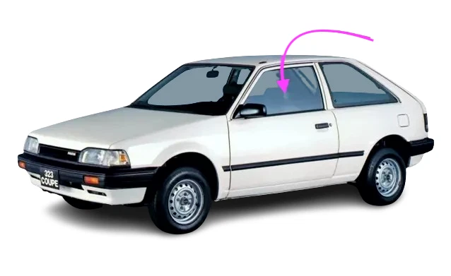 Se adapta a: Mazda 323 1990-1994 2D hatchback lado del conductor puerta delantera izquierda ventana vidrio Foto 1 de 4
