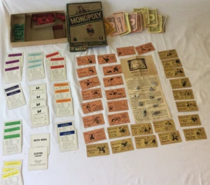Vintage Parker Brothers 1936 Monopoly Game Box, Tin Pieces, Cards & Property - Picture 1 of 18