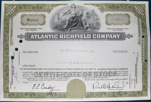 Atlantic Refining (now Richfield) Comp. stock certificate Payee E.F. Hutton & Co - Picture 1 of 3