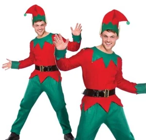 Adult DELUXE MENS ELF Fancy Dress Costume Party School Play Bar Tender Festive - Picture 1 of 3